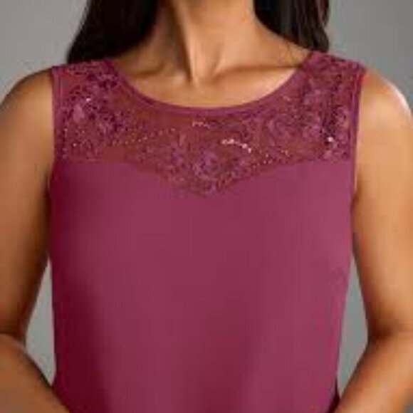 Azazie Maura Mulberry Pantsuit Sequins Chiffon 3- Piece Special Occasion SZ 12 - Picture 16 of 16